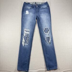 Rewash Vintage Reunion Jeans Womens 27 Blue Distressed Skinny Stretch Denim